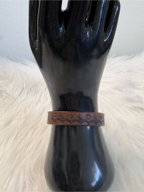 Brown Tooled Leather Bracelet with Decorative Pattern